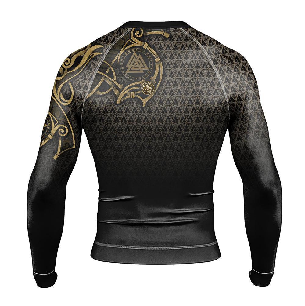 Viking Fenrir Symbol Rune Men's Long Sleeve Rash Guard - BattleFitGear