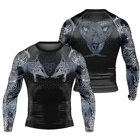 Geri & Freki Tattoo Viking Men's Long Sleeve Rash Guard