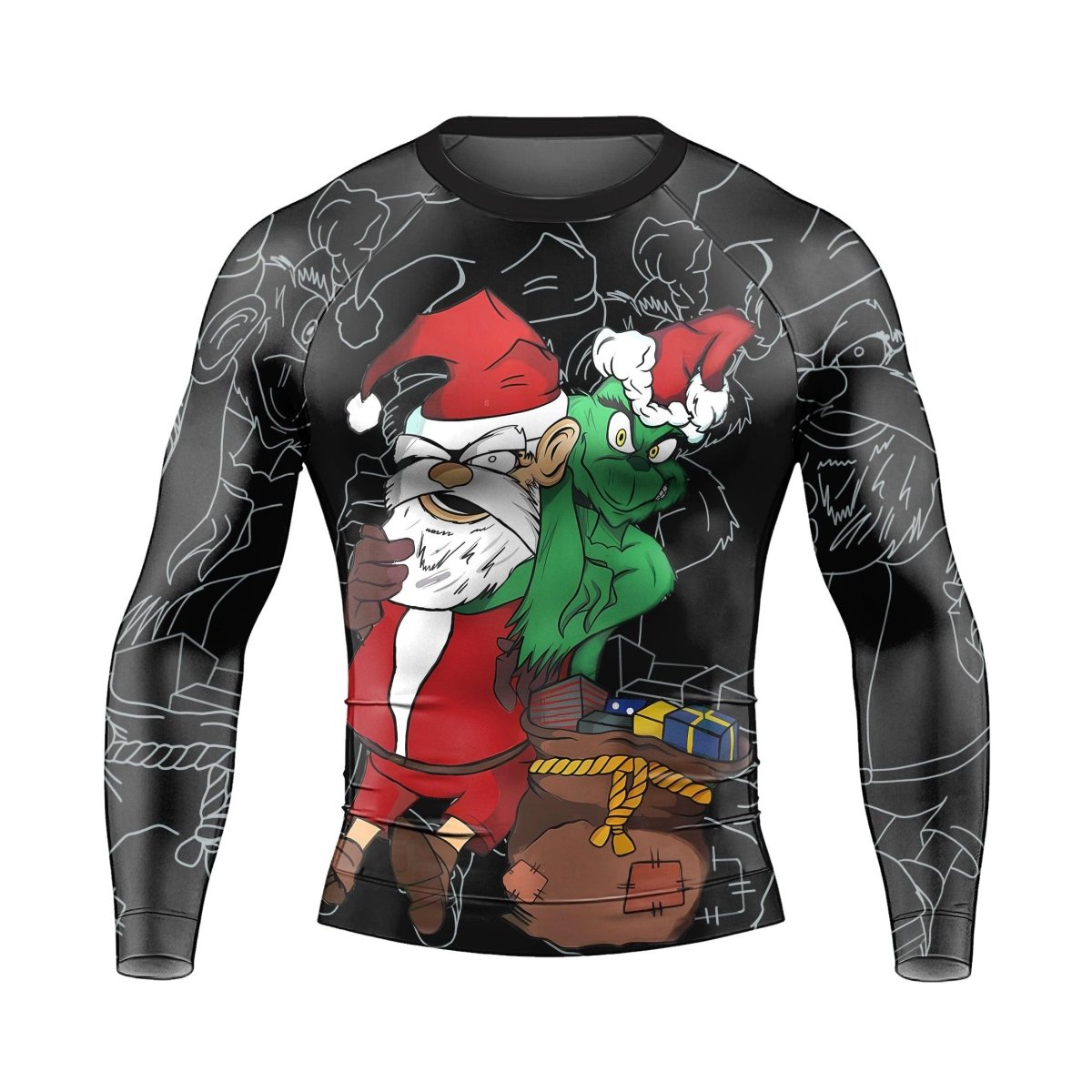 Grinch Christmas Man Long Sleeve Rash Guard - BattleFitGear
