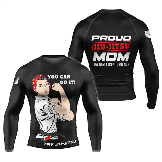 Mom Jiu - Jitsu Men's Long Sleeve Rash Guard - BattleFitGear
