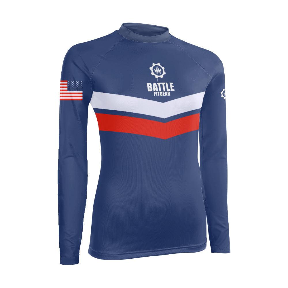 American Flag Women's Long Sleeve Rash Guard