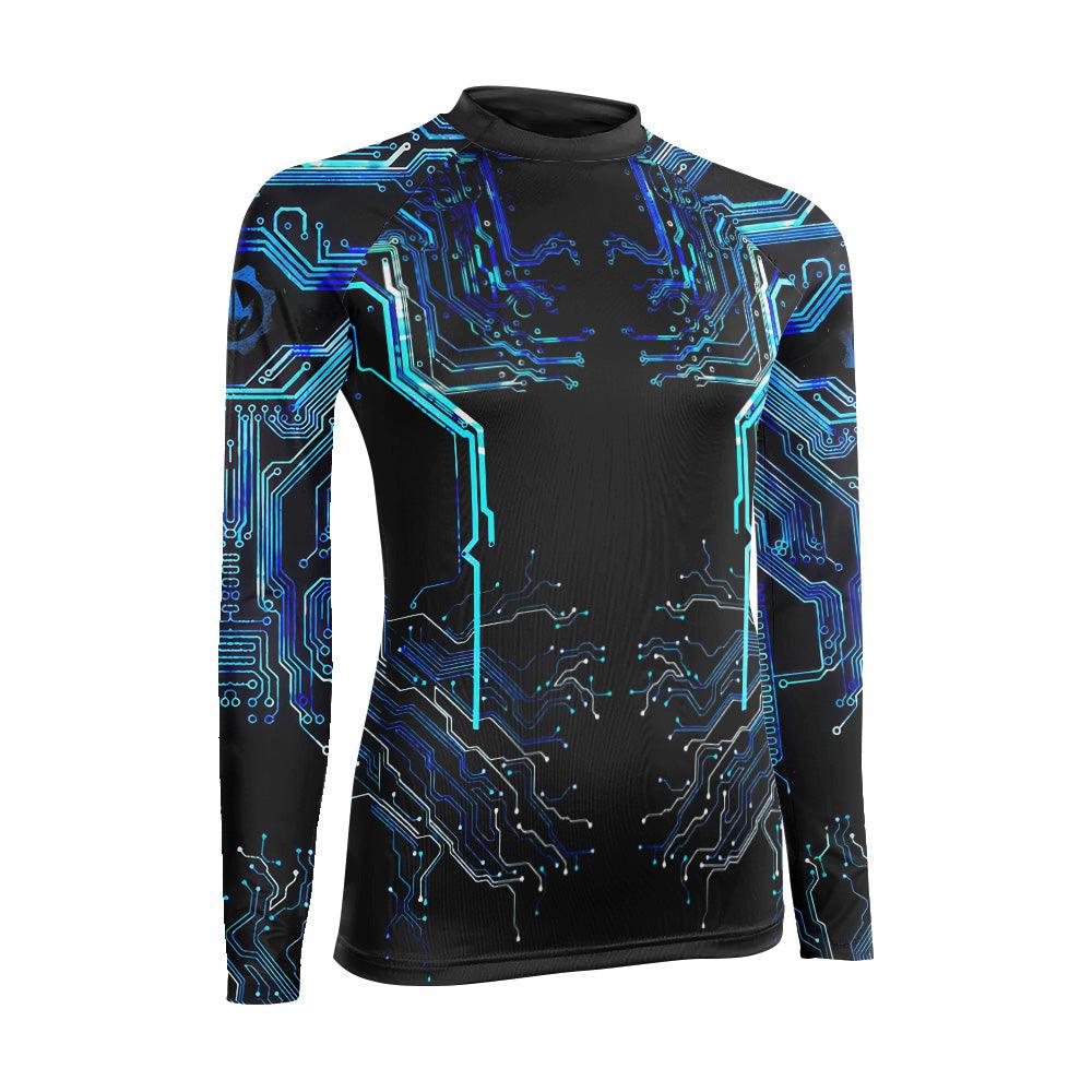 Glowing Circuit Women's Long Sleeve Rash Guard