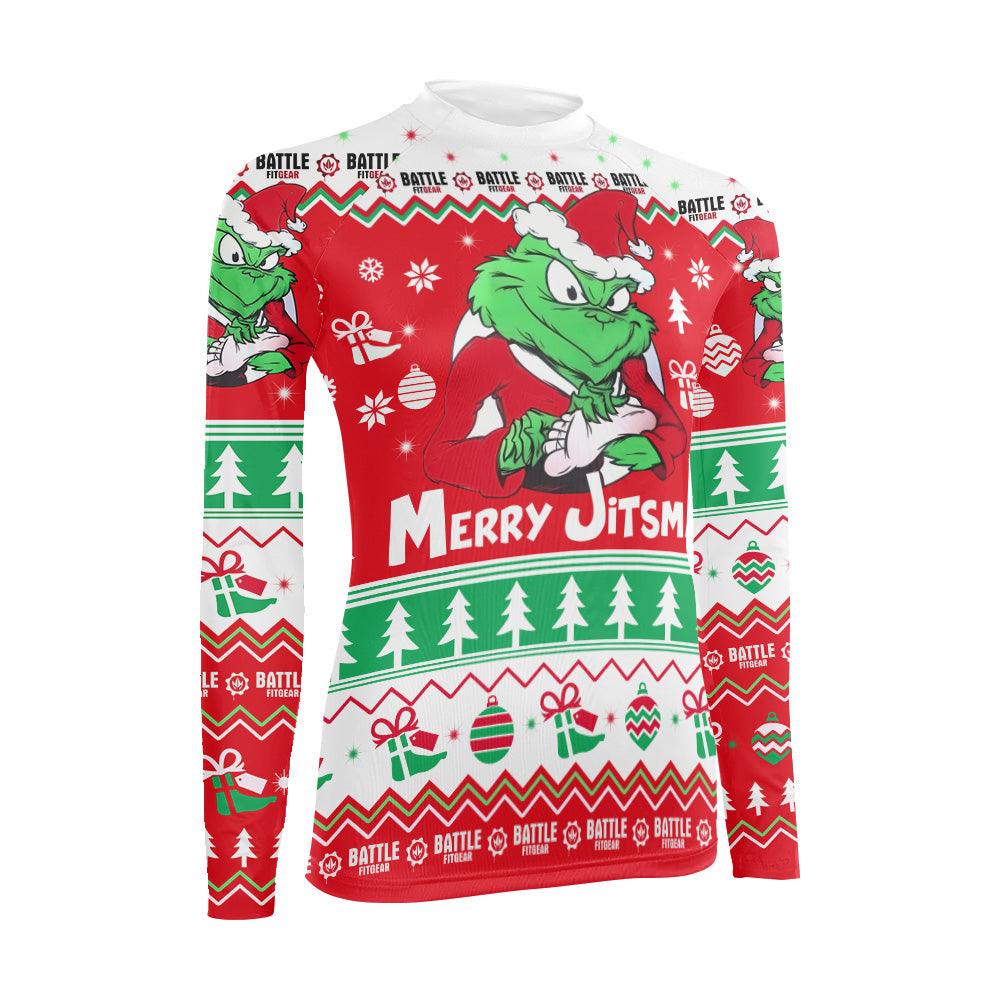 Funny Santa Grinch Women's Long Sleeve Rash Guard - BattleFitGear
