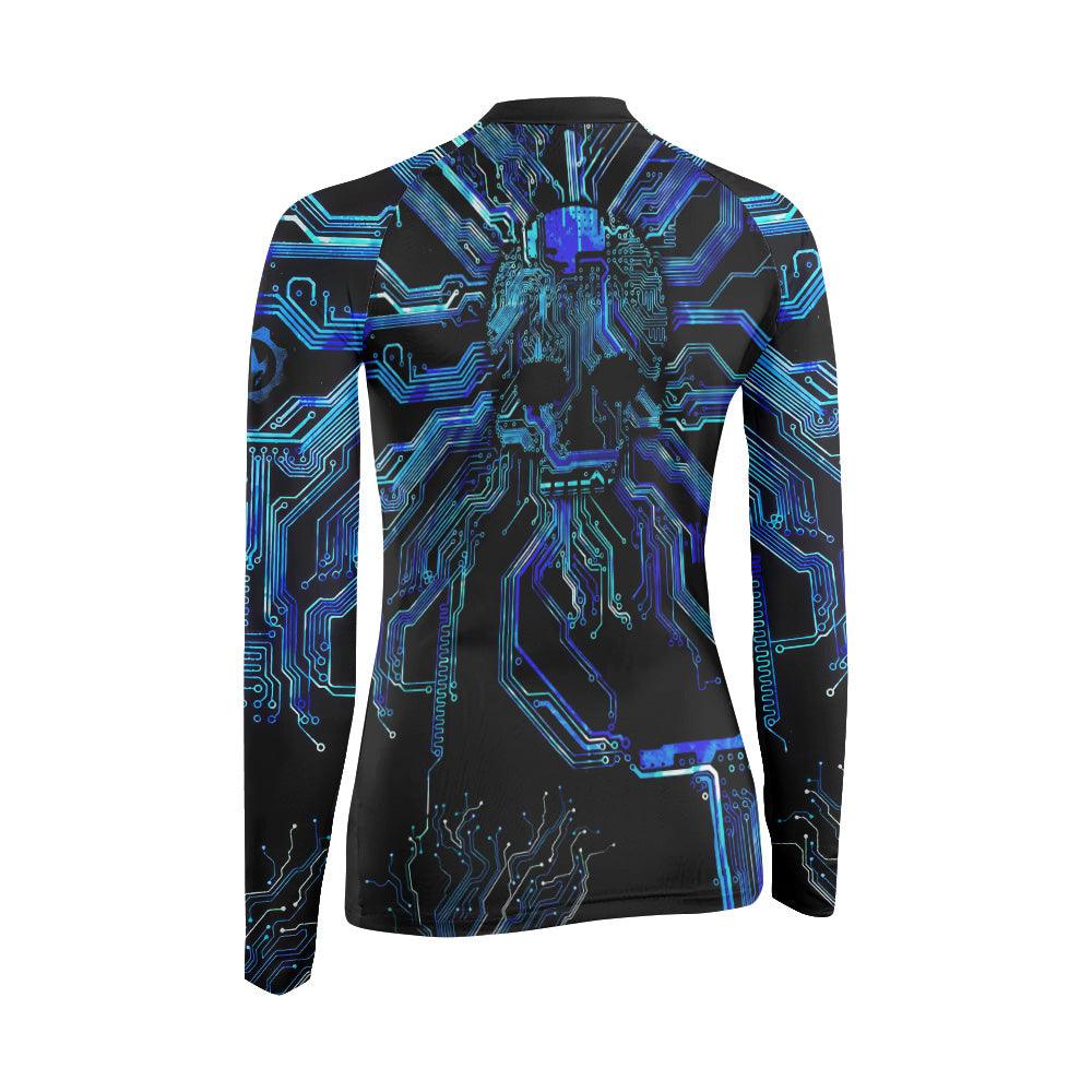 Glowing Circuit Women's Long Sleeve Rash Guard