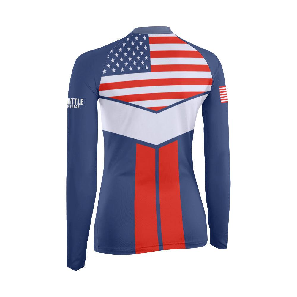 American Flag Women's Long Sleeve Rash Guard