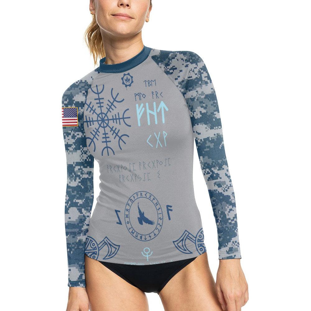 Navy Veteran Viking Women's Long Sleeve Rash Guard