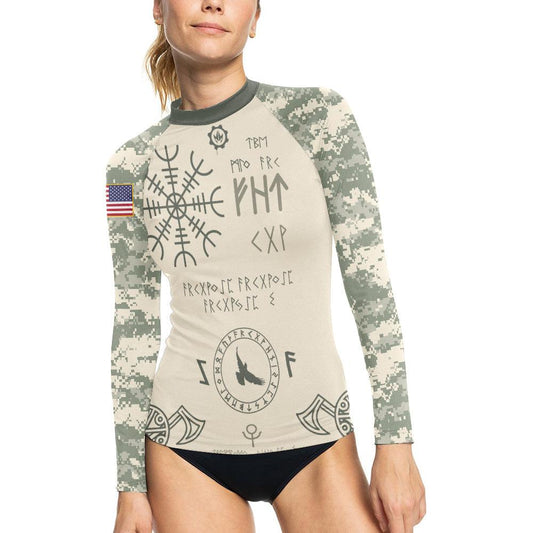 Army Veteran Viking Women's Long Sleeve Rash Guard