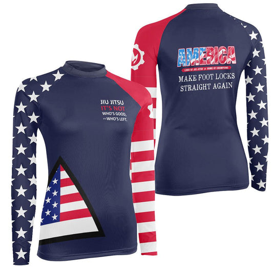American Flag Blue Women's Long Sleeve Rash Guard