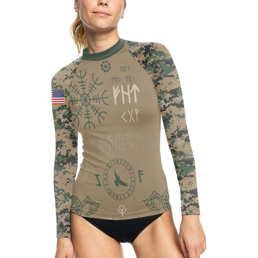Marine Veteran Viking Women's Long Sleeve Rash Guard
