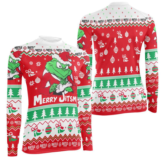 Funny Santa Grinch Women's Long Sleeve Rash Guard - BattleFitGear