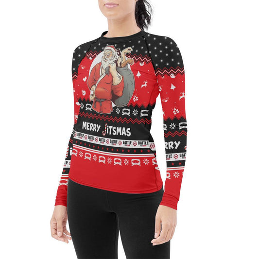 Villain Santa Claus Jitsmas Women's Long Sleeve Rash Guard