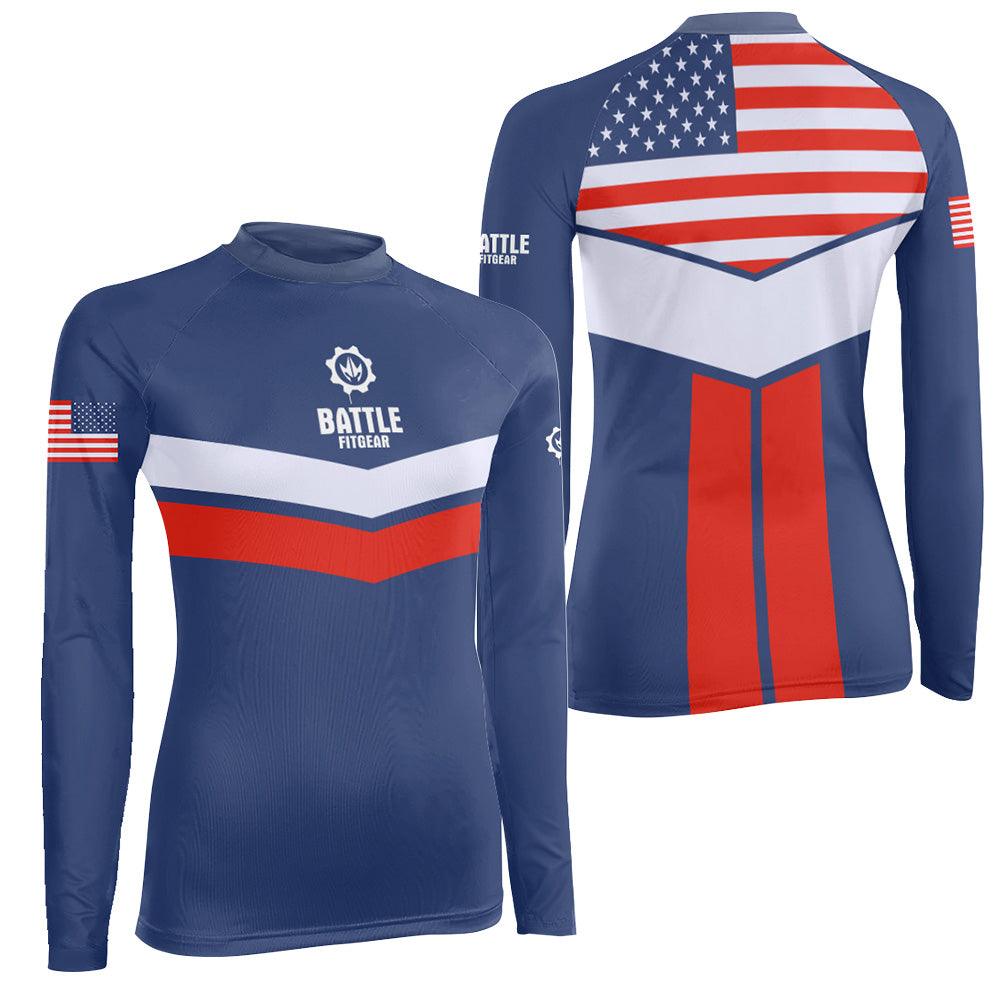 American Flag Women's Long Sleeve Rash Guard