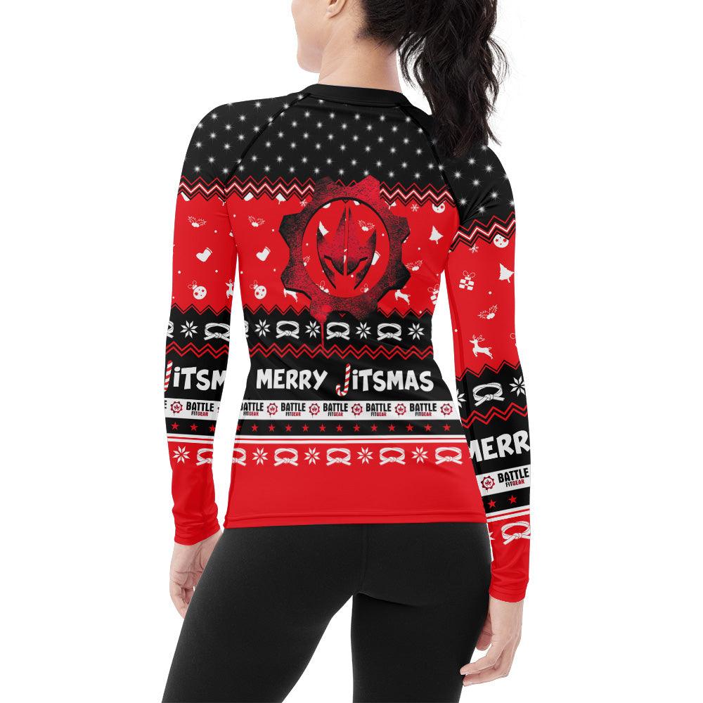 Villain Santa Claus Jitsmas Women's Long Sleeve Rash Guard
