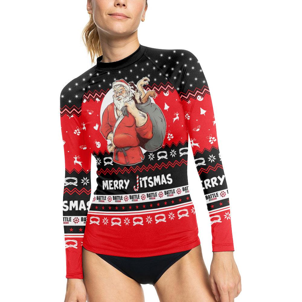 Villain Santa Claus Jitsmas Women's Long Sleeve Rash Guard