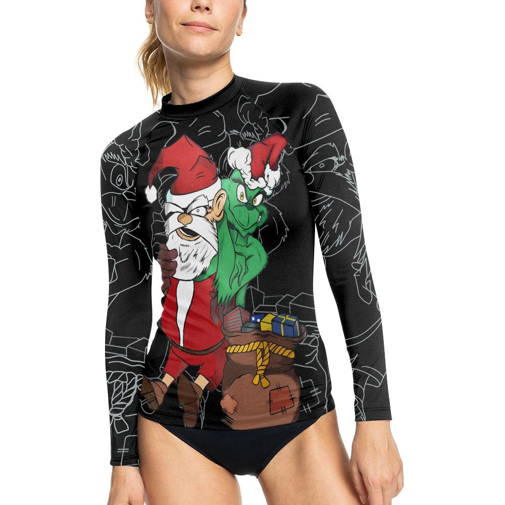 Grinch Christmas Women's Long Sleeve Rash Guard - BattleFitGear