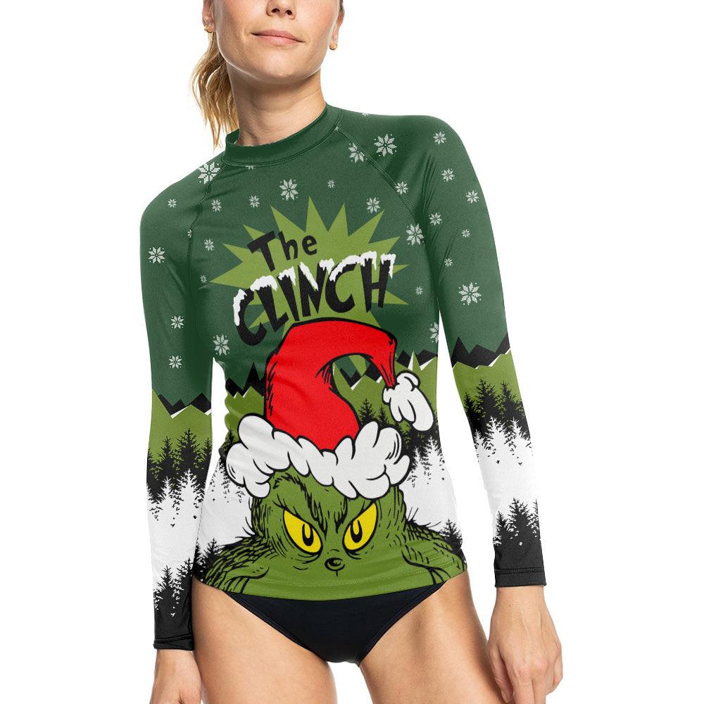 Grinch Santa Clause Women's Long Sleeve Rash Guard