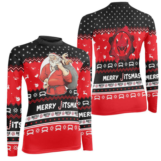 Villain Santa Claus Jitsmas Women's Long Sleeve Rash Guard