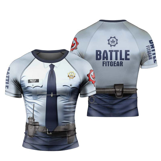 Officer Fighter Men's Short Sleeve Rash Guard - BattleFitGear