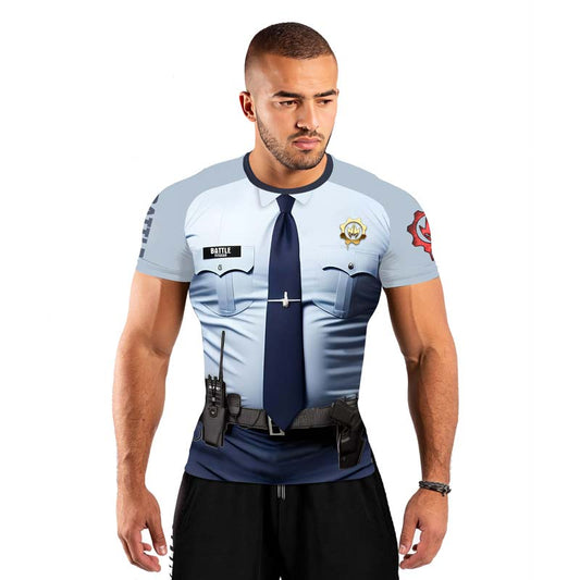 Officer Fighter Men's Short Sleeve Rash Guard - BattleFitGear