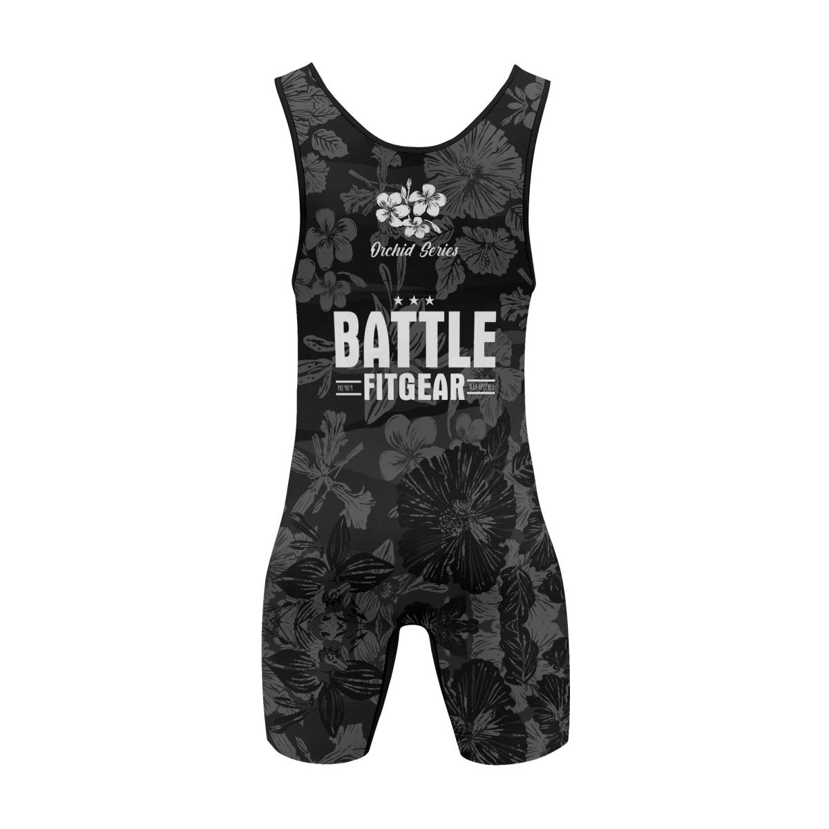 Orchid Series Floral Black Heart Pattern Wrestling Singlets - BattleFitGear