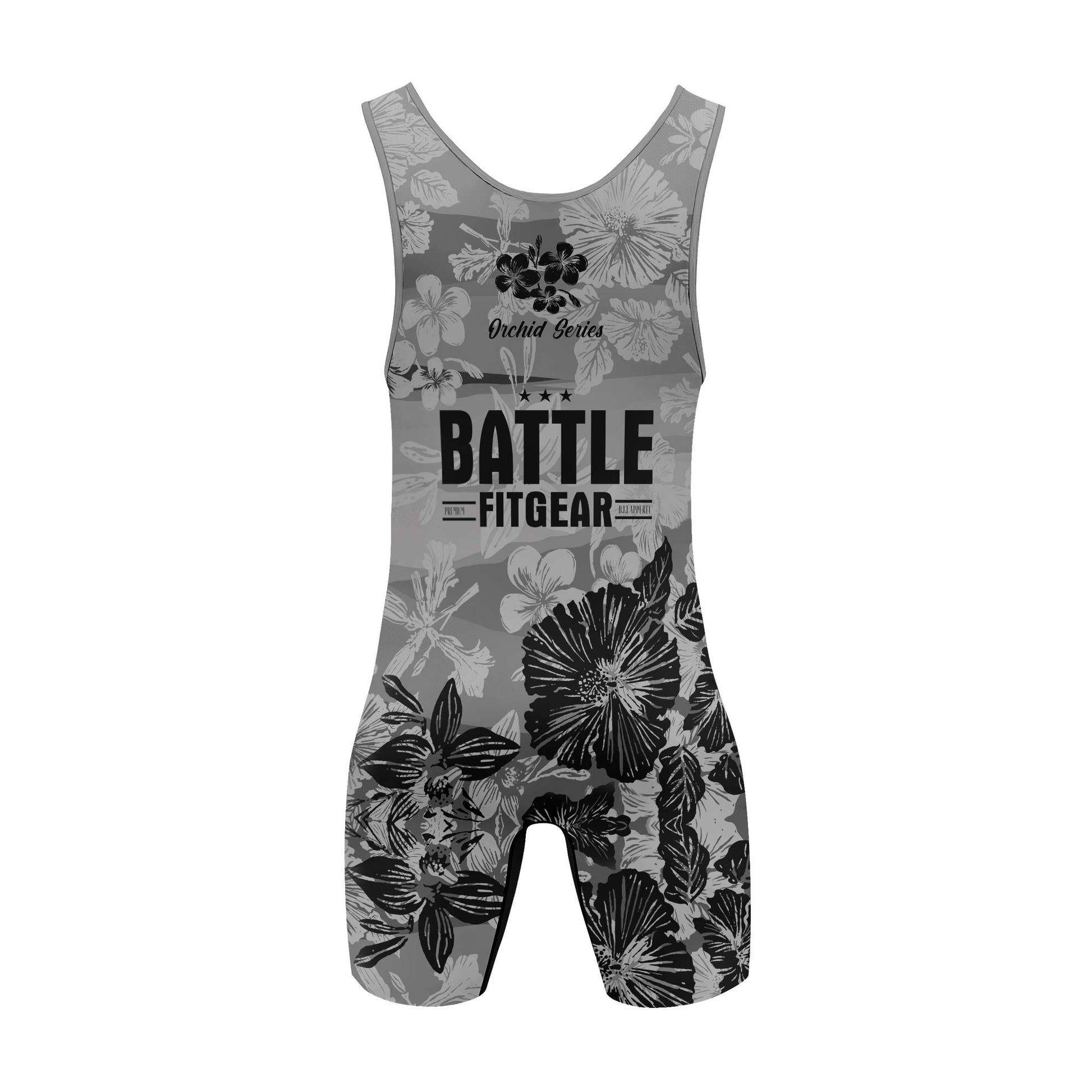 Orchid Series Floral Grey Heart Pattern Wrestling Singlets