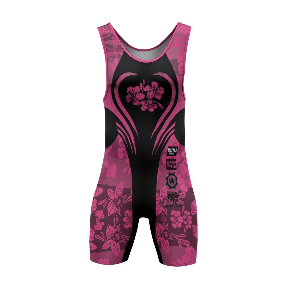 Orchid Series Floral Pink Heart Pattern Wrestling Singlets - BattleFitGear