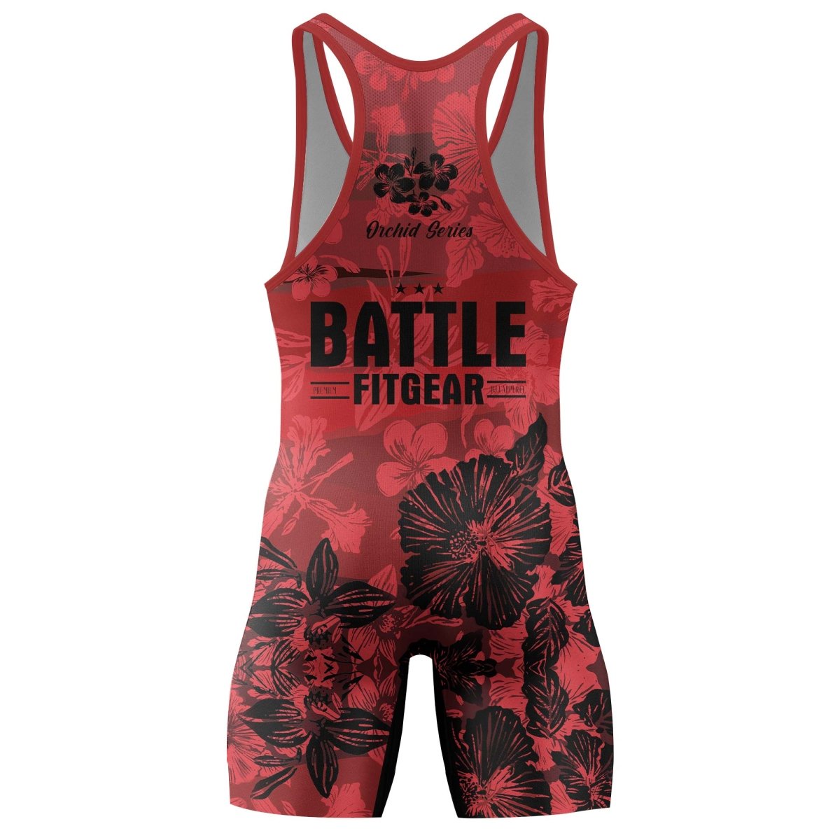 Orchid Series Floral Red Heart Pattern Wrestling Singlets - BattleFitGear
