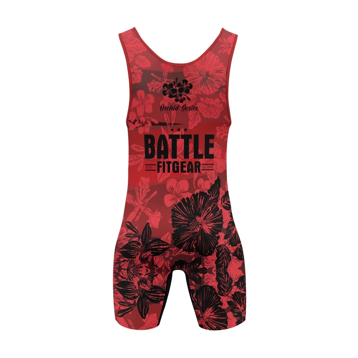 Orchid Series Floral Red Heart Pattern Wrestling Singlets - BattleFitGear