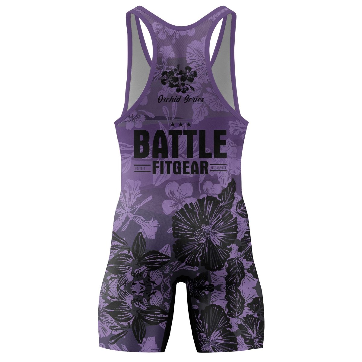 Orchid Series Floral Violet Heart Pattern Wrestling Singlets - BattleFitGear