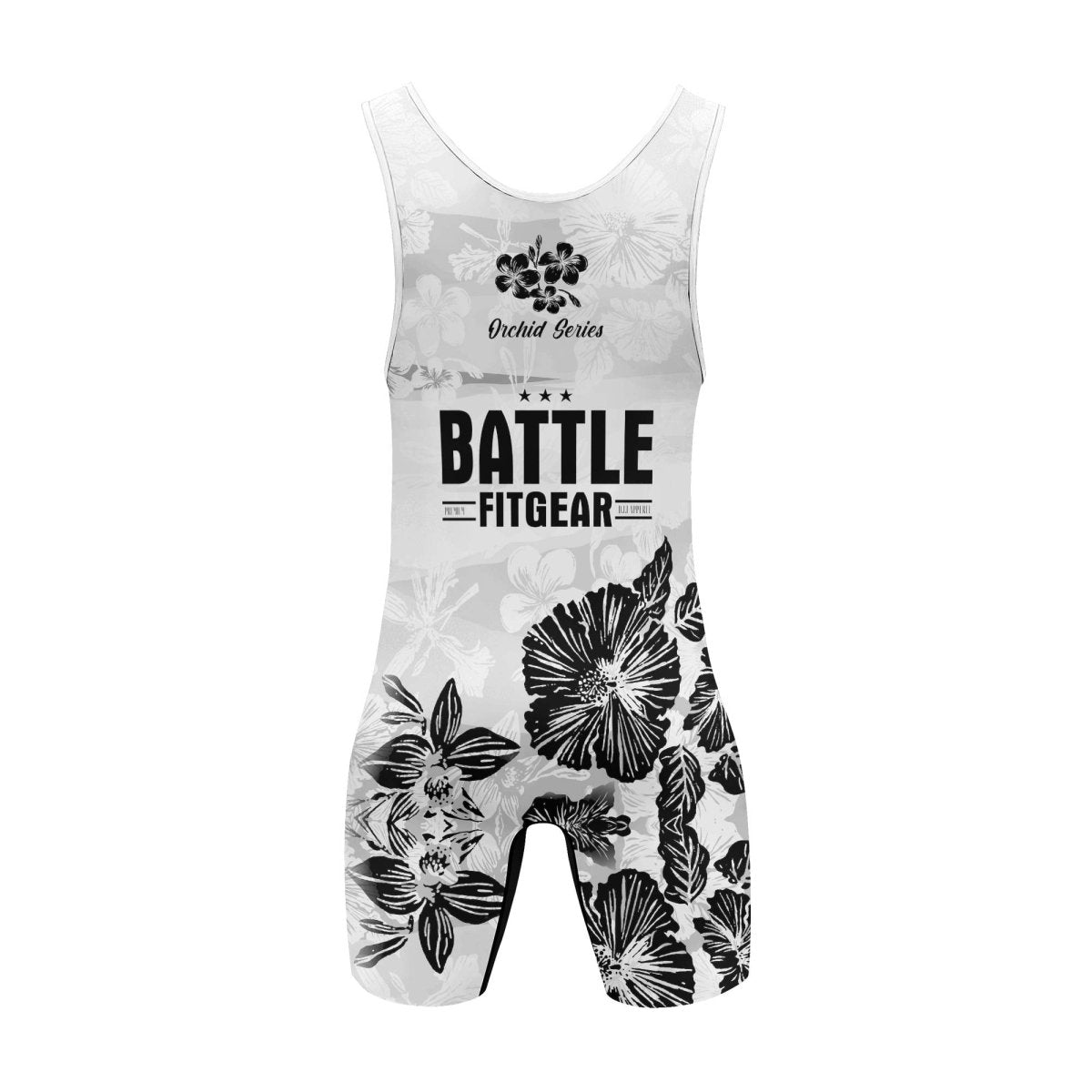 Orchid Series Floral White Heart Pattern Wrestling Singlets - BattleFitGear
