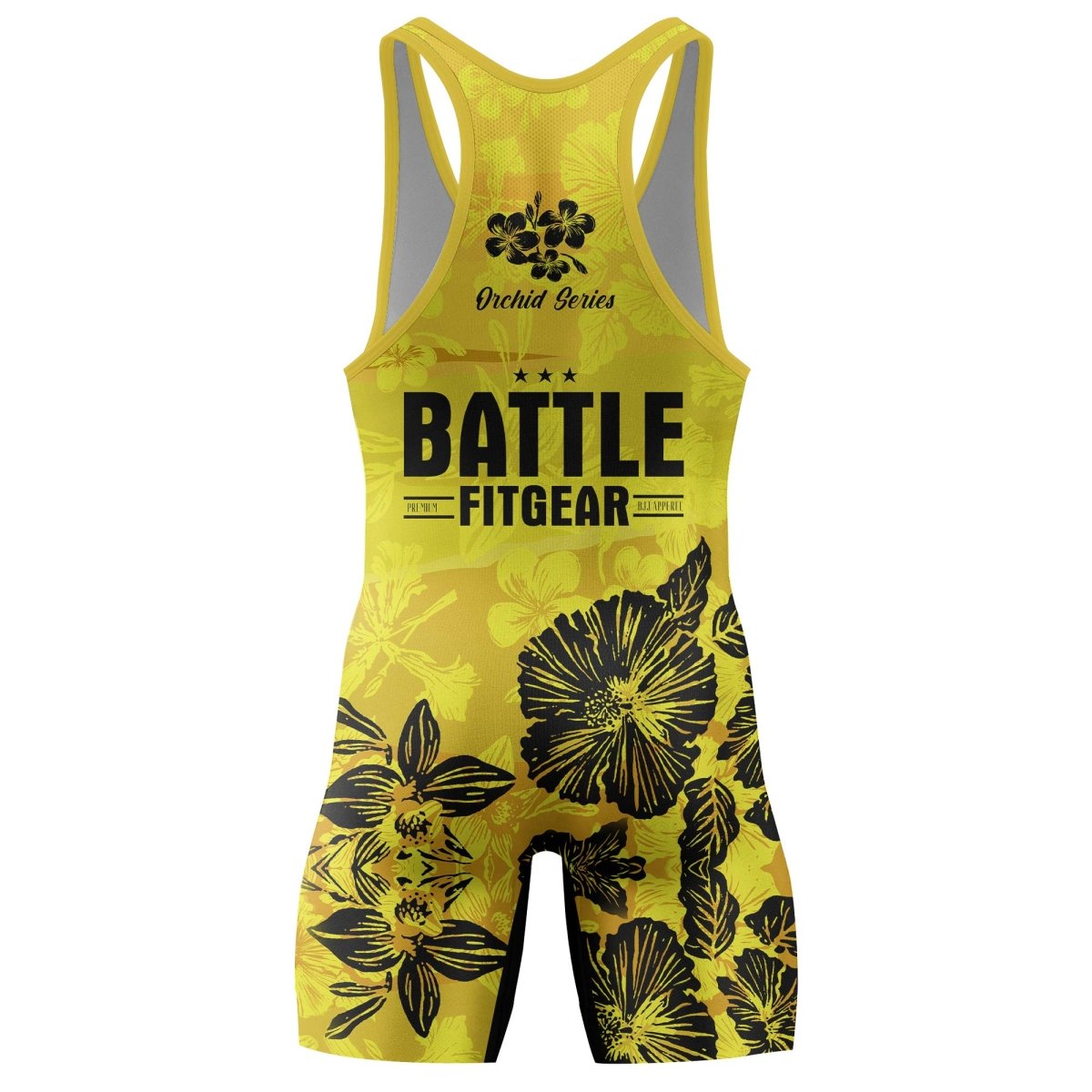 Orchid Series Floral Yellow Heart Pattern Wrestling Singlets - BattleFitGear