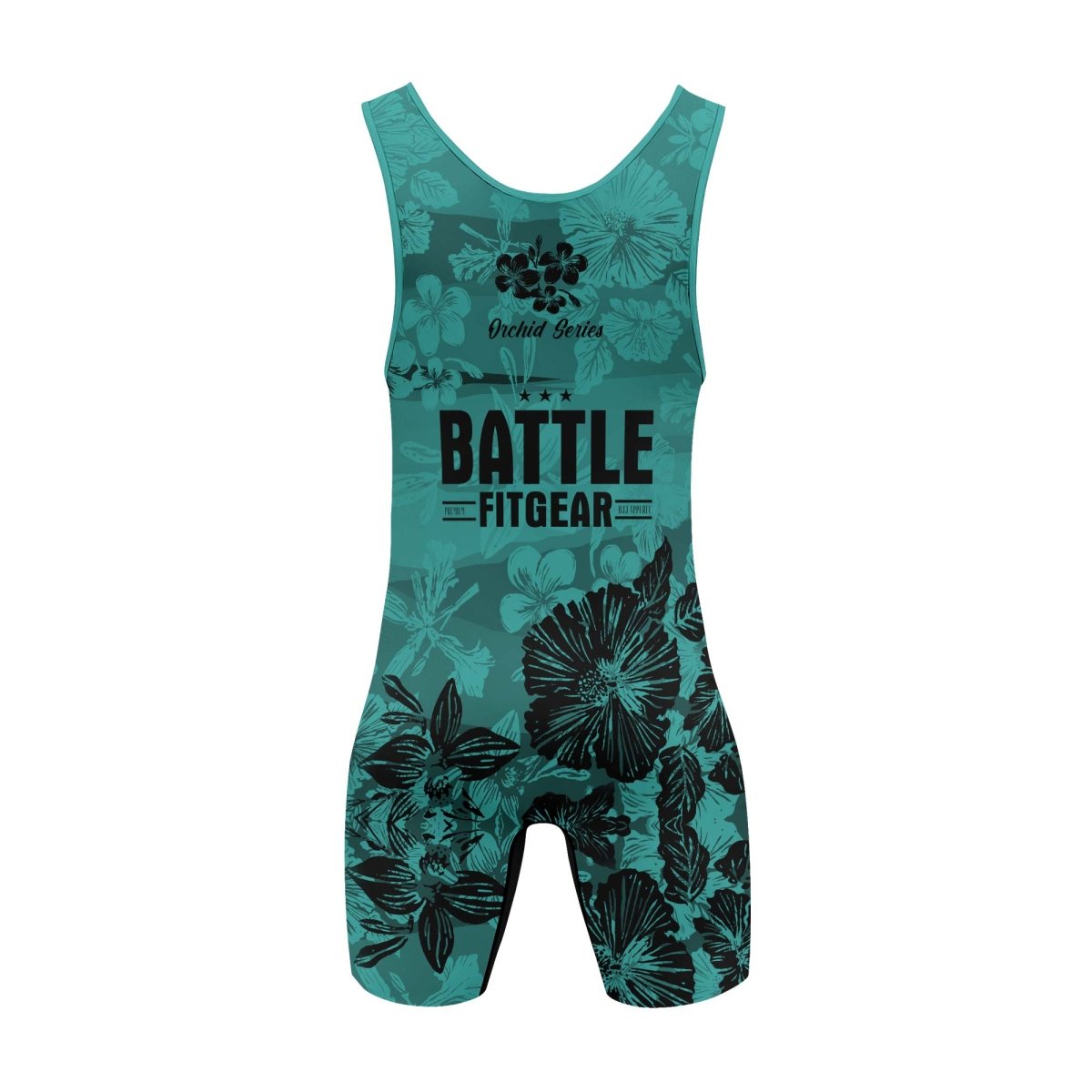 Orchid Series Floral Teal Heart Pattern Wrestling Singlets - BattleFitGear