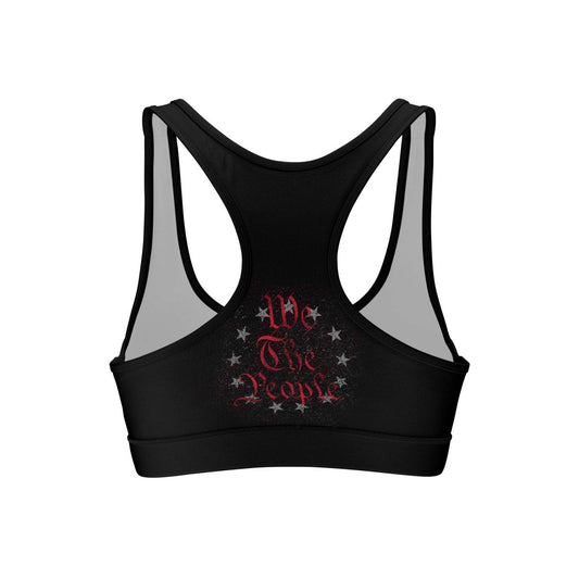 Personalized American Jiu Jitsu Grunge Women's Padded Sports Bra - BattleFitGear
