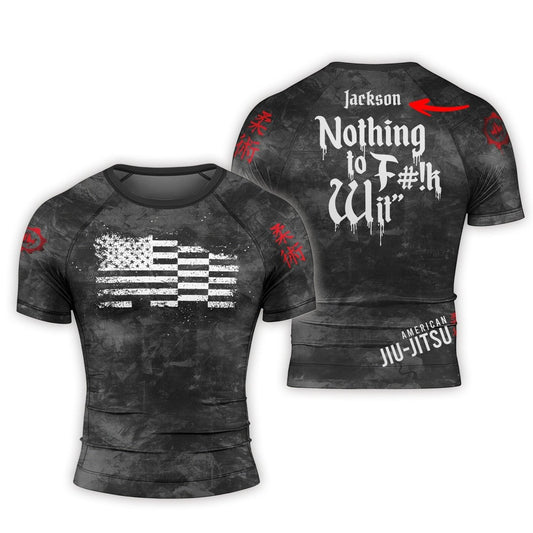 Personalized Painting American Flag Men's Short Sleeve Rash Guard - BattleFitGear