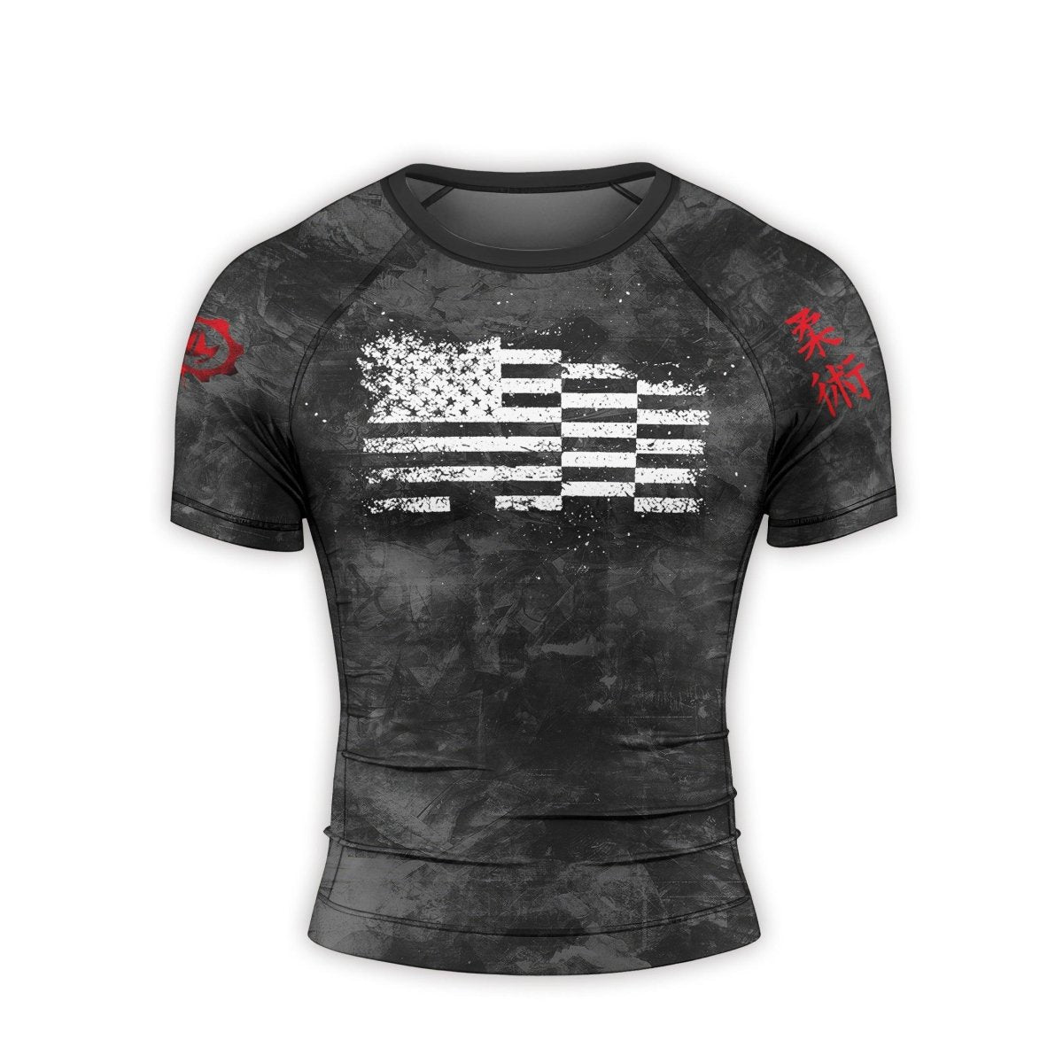 Personalized Painting American Flag Men's Short Sleeve Rash Guard - BattleFitGear