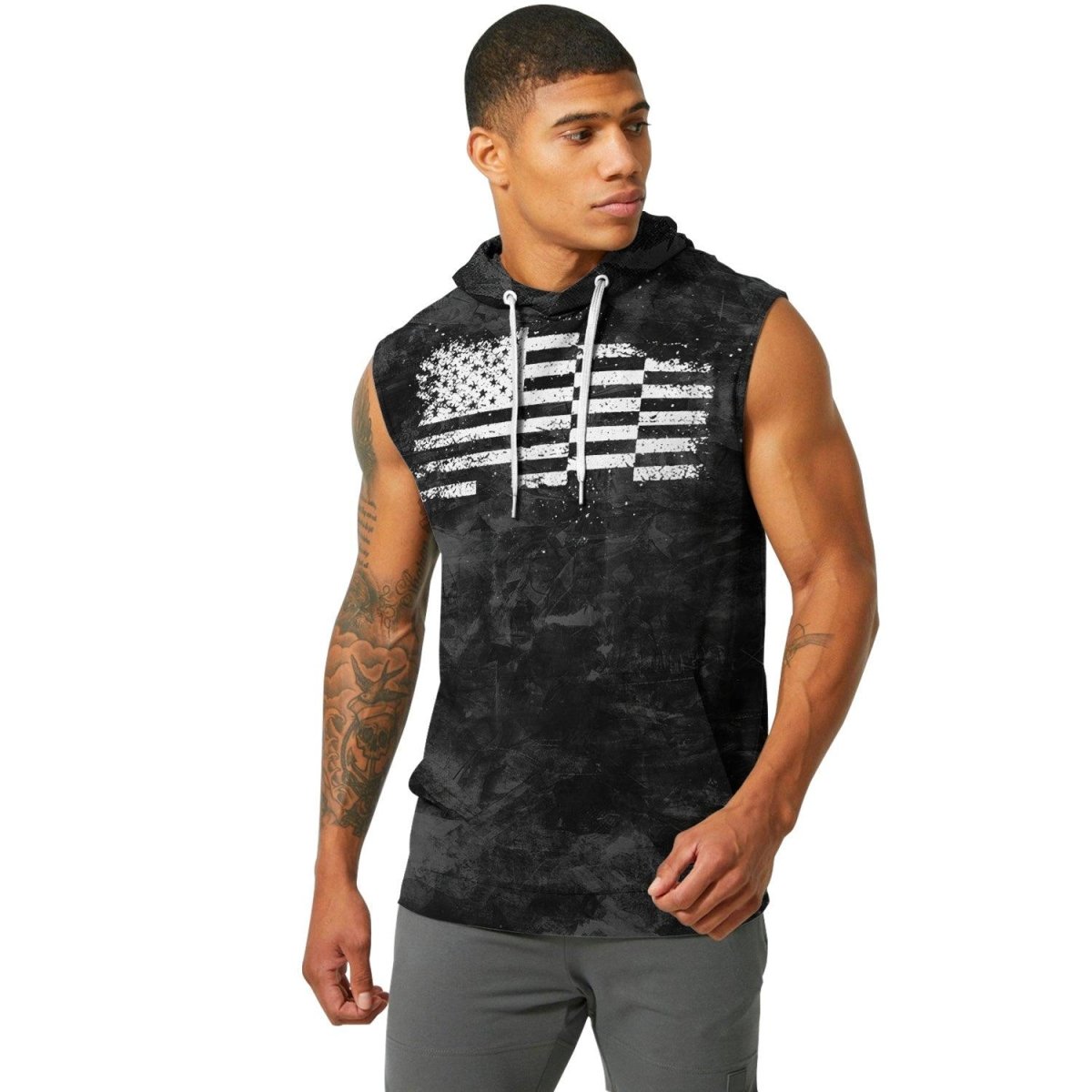 Personalized Painting American Flag Sleeveless Pullover & Zip Hoodie - BattleFitGear