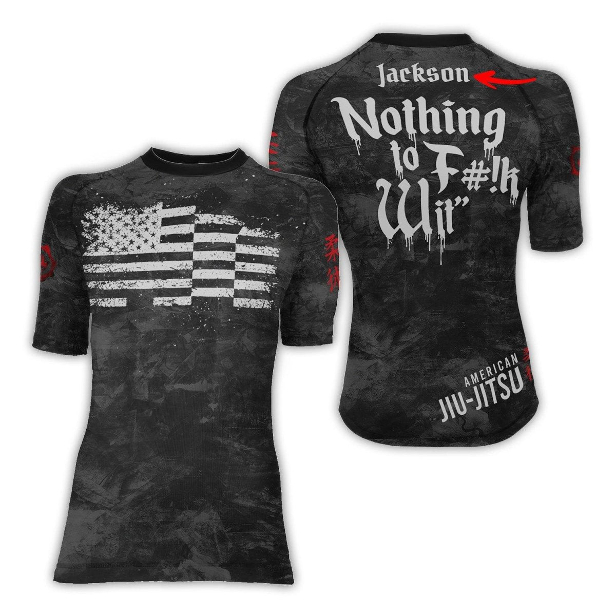 Personalized Painting American Flag Women's Short Sleeve Rash Guard - BattleFitGear