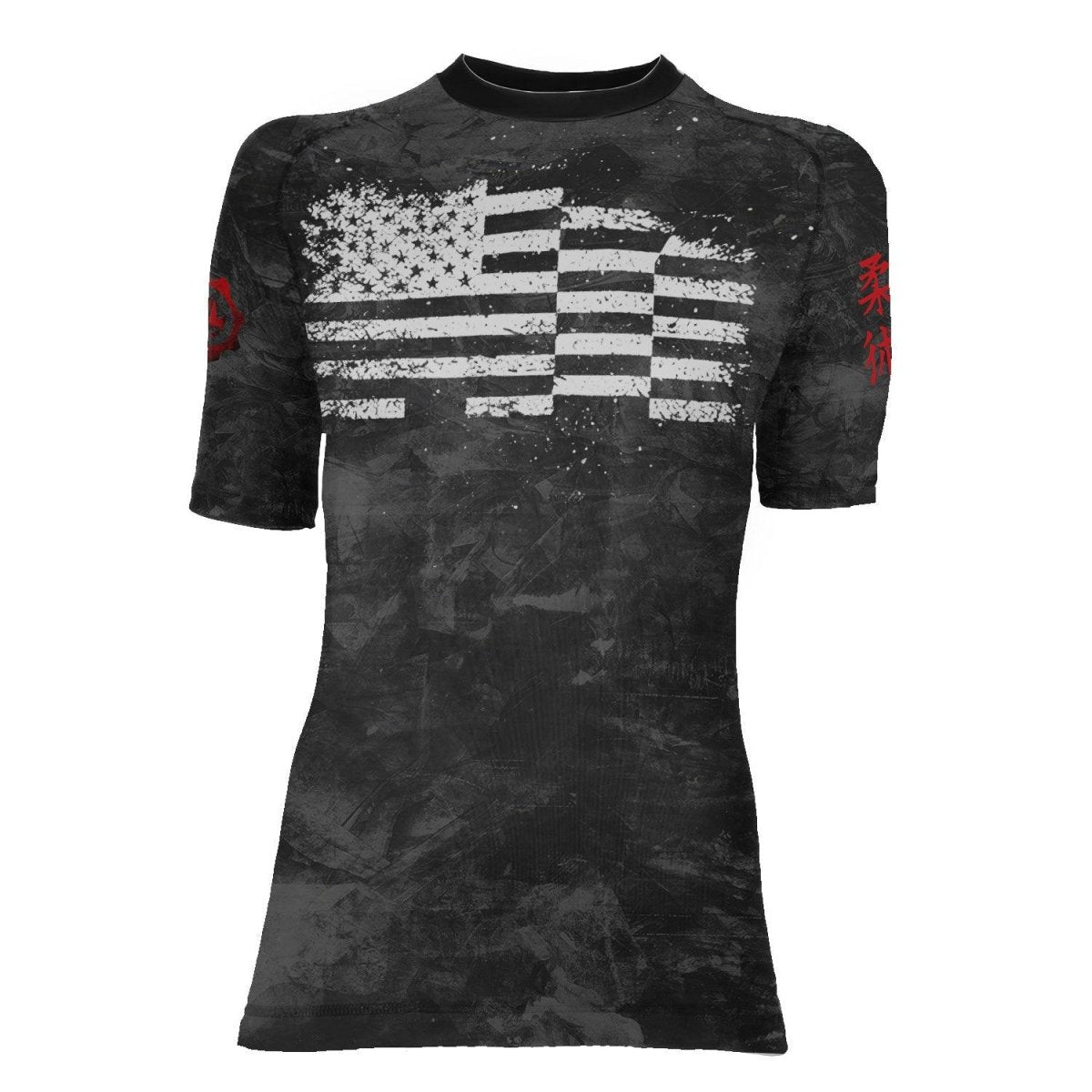 Personalized Painting American Flag Women's Short Sleeve Rash Guard - BattleFitGear