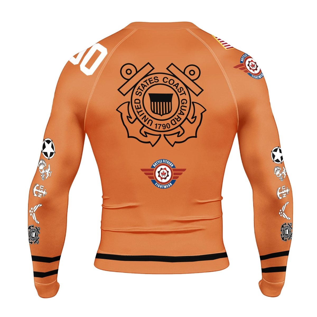 Personalized USA Cost Guard Veteran Men's Long Sleeve Rash Guard - BattleFitGear