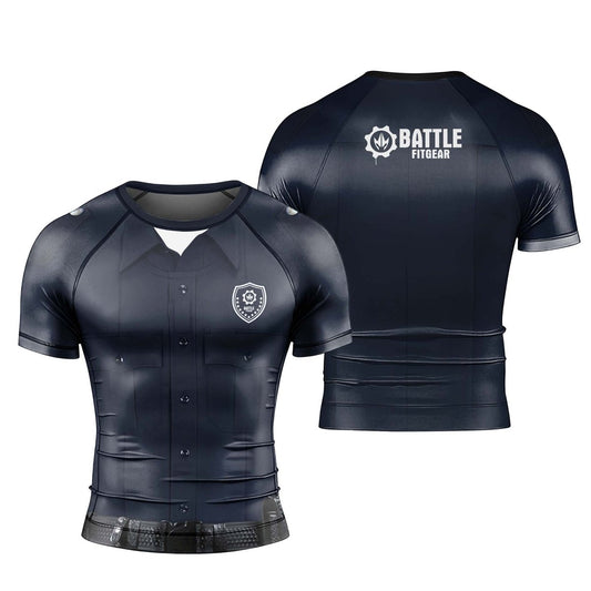 Police Officer Fighter Men's Short Sleeve Rash Guard - BattleFitGear