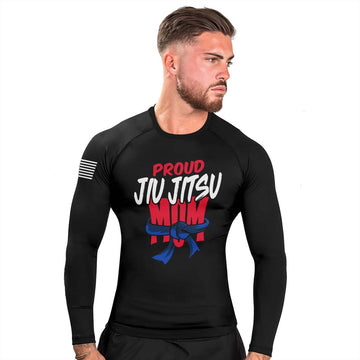Proud Jiu - Jitsu Mom Men's Long Sleeve Rash Guard - BattleFitGear