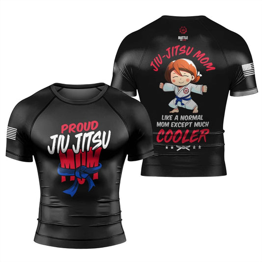 Proud Jiu - Jitsu Mom Men's Short Sleeve Rash Guard - BattleFitGear