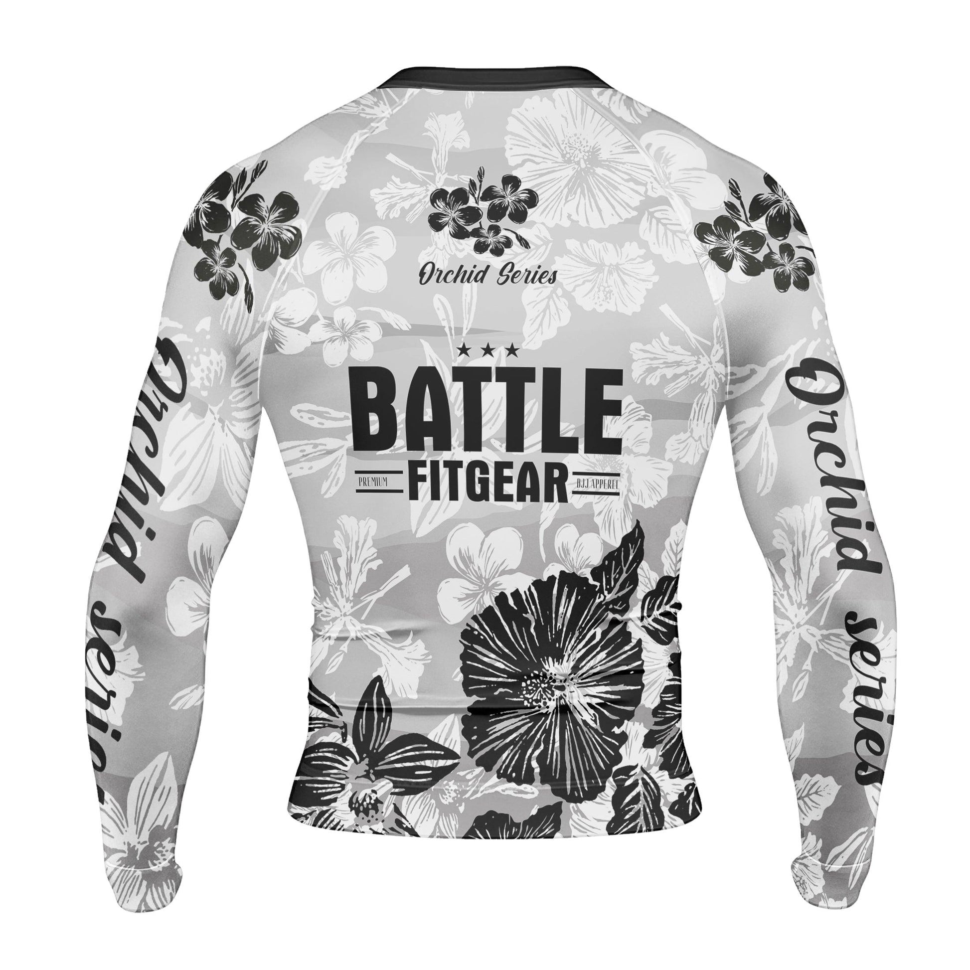 Orchid Series White Heart Pattern Men's Long Sleeve Rash Guard