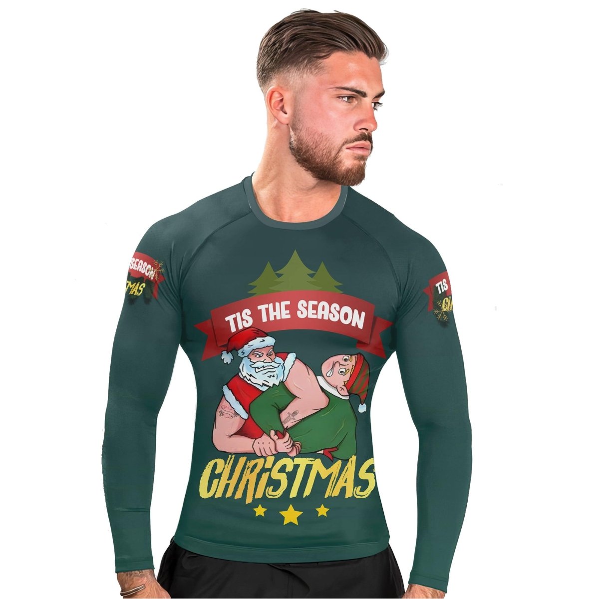 Santa Submission man Long Sleeve Rash Guard - BattleFitGear