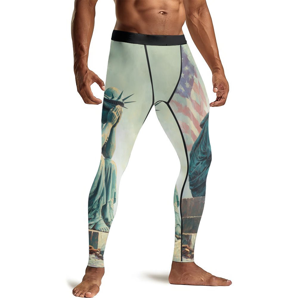 Sadness Liberty Men's Compression Leggings - BattleFitGear