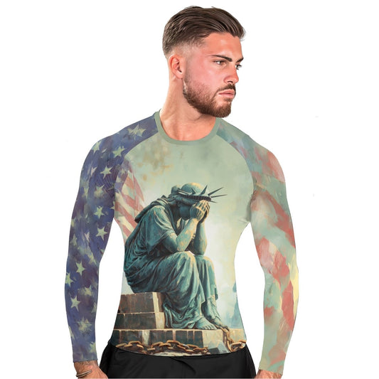 Sadness Liberty Men's Long Sleeve Rash Guard - BattleFitGear