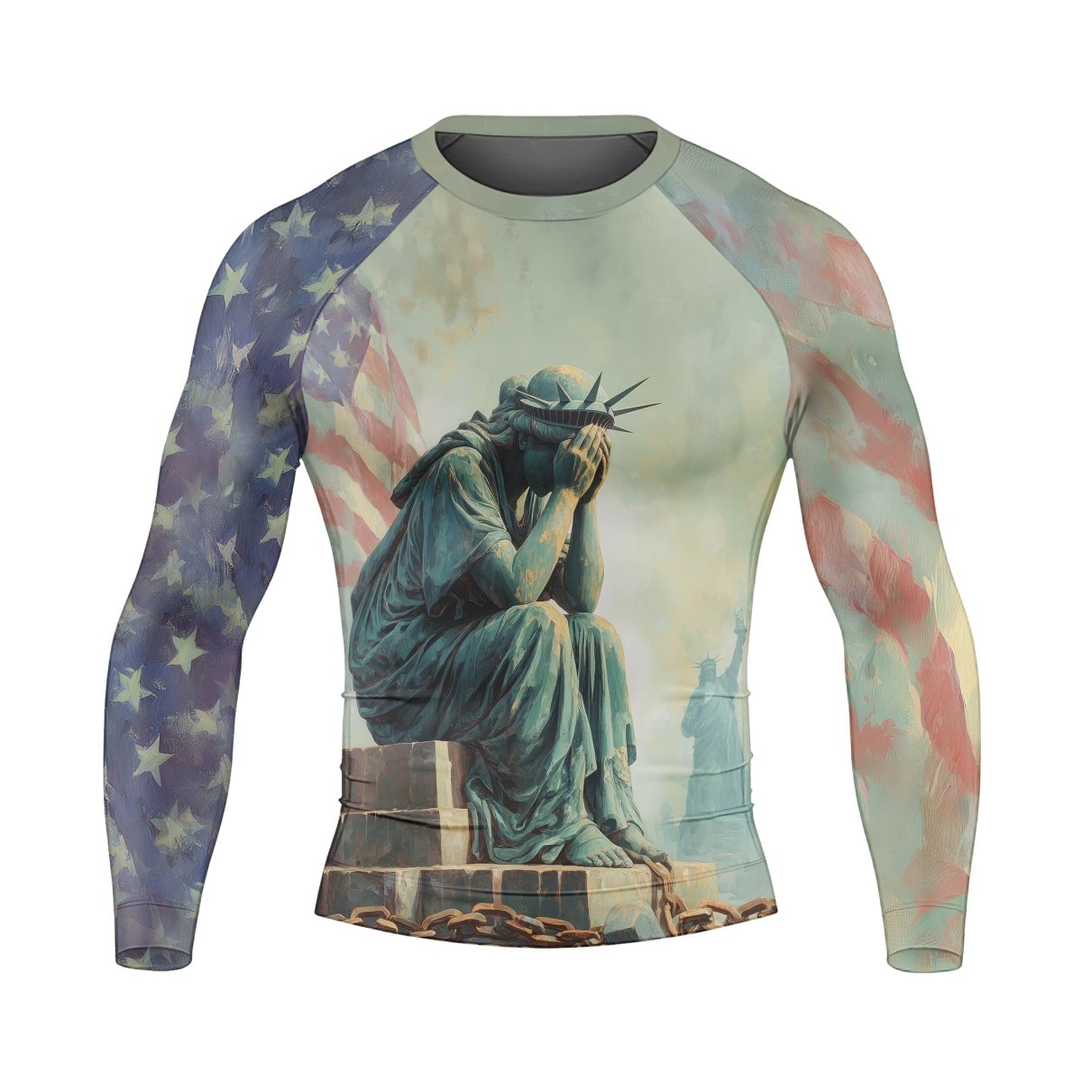 Sadness Liberty Men's Long Sleeve Rash Guard - BattleFitGear