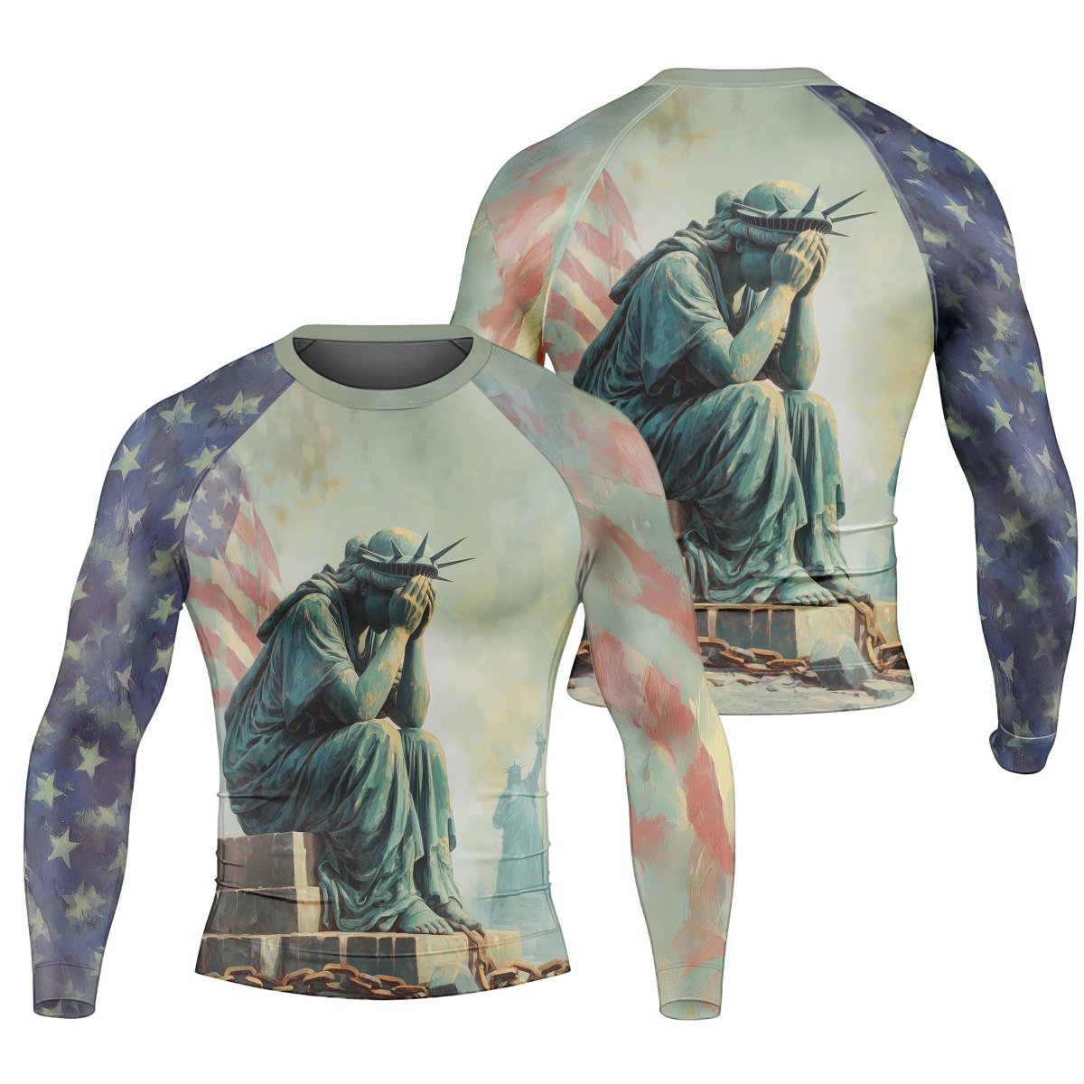 Sadness Liberty Men's Long Sleeve Rash Guard - BattleFitGear