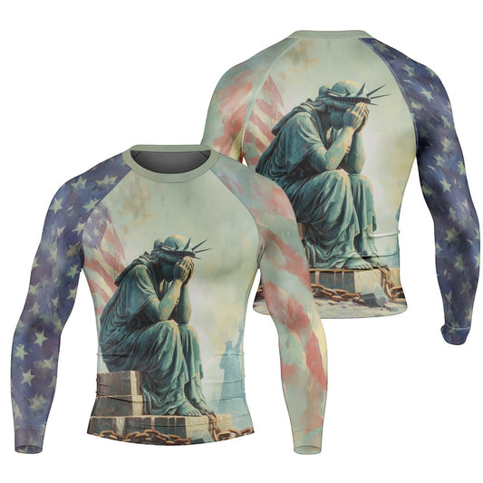 Sadness Liberty Men's Long Sleeve Rash Guard - BattleFitGear