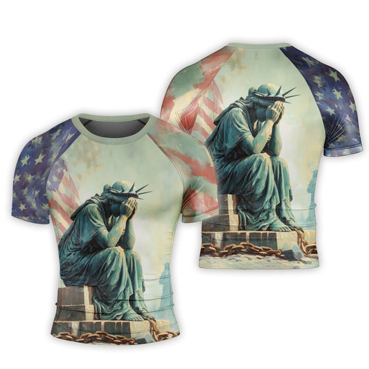Sadness Liberty Men's Short Sleeve Rash Guard - BattleFitGear